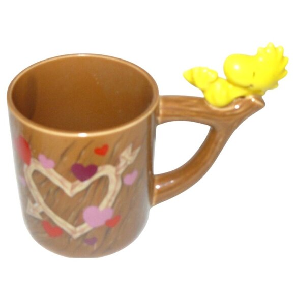 Rare Woodstock Mug With Heart Design & 3D Branch w Woodstock Handle Vintage - Picture 1 of 5